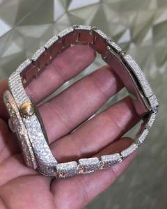 Montre en diamant Moissanite à mouvement entièrement automatique de haute qualité avec cadran romain Bracelet en acier inoxydable lourd Style hip-hop de luxe - Product Image 3