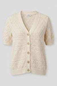 Cárdigan de Algodón Orgánico con Cuello en V para Mujer - Cárdigan de Punto Calado de Manga Corta - Blusa Sostenible con Botones - Product Image 4