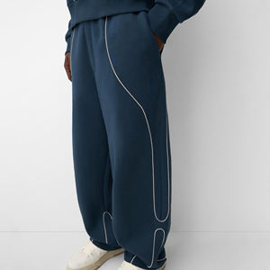 New Design <b>Trousers</b> Baggy Pants Straight French Terry Zip Bottom Cotton Blank Stripe Acid Wash Sweatpants <b>Men</b> - Product Image 2