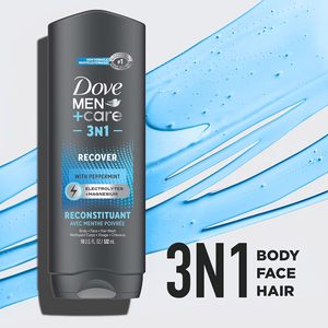 Dove Men + Care Post-Entrenamiento 3-EN-1 (Cuerpo + Cara + Lavado de Cabello) Con Menta Piperita 4 Recuento Infundido con Electrolitos + Magnesio 18 oz - Product Image 4