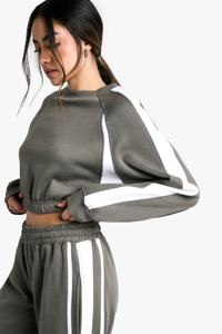 Haute qualité kaki recadrée jambe large femmes survêtement ensemble respirant à capuche pantalons de survêtement coupe décontractée nouveau vêtements de sport de gymnastique pour l'hiver - Product Image 2