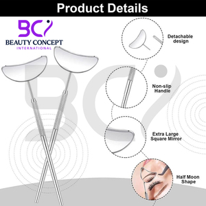 Miroirs à cils en forme de lune de qualité supérieure, best-seller, avec poignée antidérapante, miroir éclairé, acier inoxydable japonais - Product Image 5