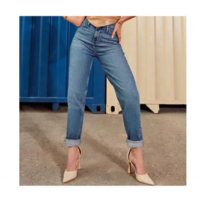 Pantalones vaqueros azules ajustados de cintura baja 2023 de excelente calidad con cremallera para mujer disponibles en Pakistán a la venta - Product Image 4