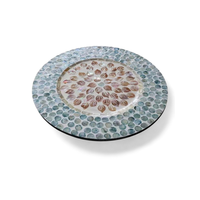 Assiettes de présentation de style côtier de luxe en nacre avec noyau en bambou, fabriquées au Vietnam pour la décoration de table de mariage sur la plage