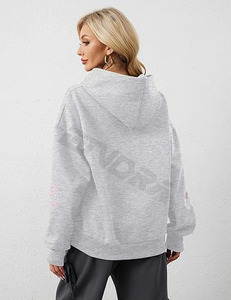 2025 femmes automne vêtements logo personnalisé femmes pull à capuche blanc couleur unie à capuche sweats décontractés - Product Image 3