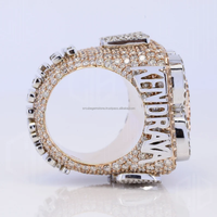 Lettres personnalisées Glacé Moissanite Anneau Pour Men10k Or Massif Initiale CZ Diamant Hip Hop Anneau Pour Lui Grand Symbole Rappeurs Anneau