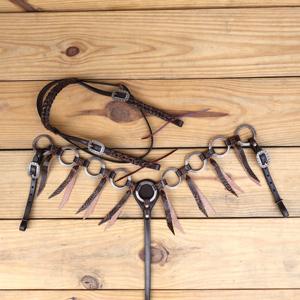 Hot Selling Western Headstall Breastplate Set Hand Tooled Floral Beaded Brass SS Fitting for Horse Riding - Product Image 1