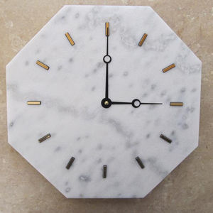 Reloj de pared de mármol blanco hexagonal decorativo personalizado, colección de reloj de pared nórdico para decoración de sala de estar - Product Image 1