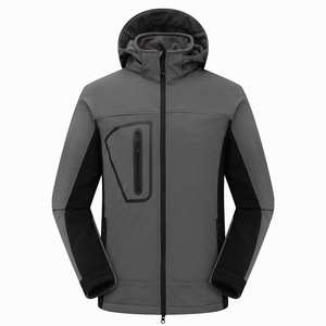 Vente en gros vestes softshell à capuche réversibles OEM pour hommes et femmes col montant et logo avant marque privée extérieure - Product Image 5