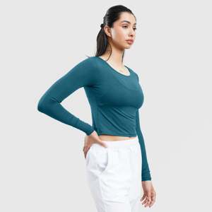 T-shirt en tricot à manches longues Teal W024 pour l'entraînement - Product Image 5
