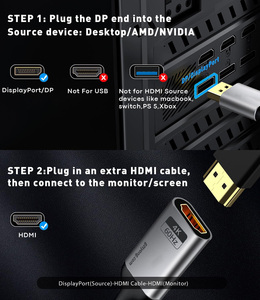 Adaptateur SYONG DisplayPort vers HDMI, 4K60Hz DP 1.2 Ordinateur vers HDMI 2.0 Écran, Adaptateur DisplayPort vers HDMI Mâle vers Femelle - Product Image 6