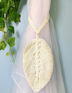 Customization LEAF Handwoven Boho <b>Curtain</b> Tieback Cotton <b>Curtain</b> Hold Back - Product Image 1