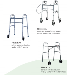 Bliss Medical Drive leggero Walker adulto doppio pulsante vassoio in alluminio con 5 pollici freni delle ruote - Product Image 4