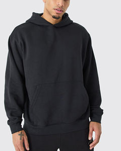 เสื้อกันหนาวมีฮู้ดสีพื้นระบายอากาศได้ดี, เสื้อกันหนาวผ้าฝ้ายหนาแบบหลวมโอเวอร์ไซส์100% - Product Image 5