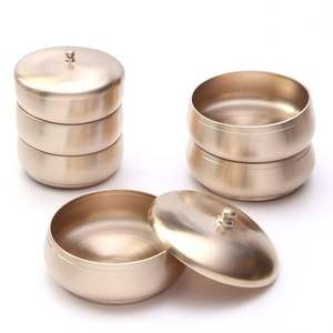 Juego de 6 cuencos metálicos dorados con tapa, cuencos decorativos elegantes para servir y almacenar, perfectos para bodas y eventos - Product Image 2