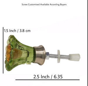 Tiradores de flores de cristal verde y naranja de estilo americano, tiradores de manija de armario de cajón CK 558 - Product Image 3