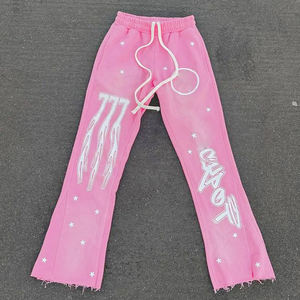 Pantalon de survêtement taille haute imprimé sur mesure pour hommes, délavé à l'acide, coupe ample, coton éponge français, polaire, design vintage délavé au soleil - Product Image 5