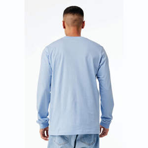 Fabricant OEM personnalisé T-shirt unisexe bleu bébé à manches longues et col rond-100% Airlume Cotton, 4.2 oz - Product Image 3