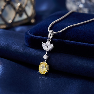 Collier pendentif floral en diamant jaune cultivé en laboratoire, or blanc, bijoux fins de luxe, cadeau élégant pour femme, à porter au quotidien - Product Image 4