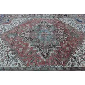 Turkish Oversize Rug 7.7x10.9 ft, <b>Red</b> Abstract Vintage <b>Wool</b> Rug - Product Image 5