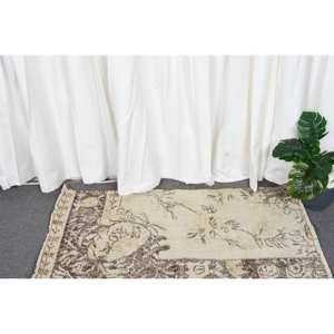 Alfombra de lana marrón Beige bohemio clásica, 2x3,5 pies, estilo turco, respaldo de látex, alfombra para sala de estar, Patchwork, rectángulo a rayas - Product Image 2