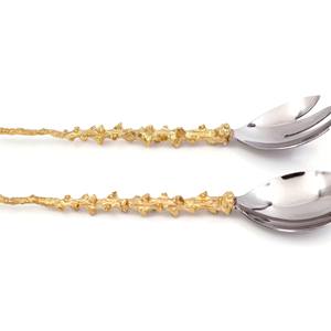 ชุดช้อนเสิร์ฟสลัดทำจากสแตนเลสสีทอง2ชิ้นชุดเซลแอนเดียหวายเซลเซิร์ฟสลัด2ชิ้นทำจากอินเดีย - Product Image 3