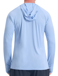 Camisa de Pesca con Capucha Azul Claro Personalizada, Secado Rápido, Manga Larga, Protección UV, Top Deportivo Unisex de Talla Grande para Actividades al Aire Libre - Product Image 6