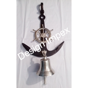 Venta caliente Campana de barco náutico Hogar y jardín Campana de pared decorativa Colgante Ancla de barco antiguo y campanas de rueda Plata y negro - Product Image 2