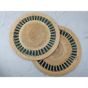 Manteles individuales de yute redondos de ratán Natural de alta calidad, colección de bodas bordadas, técnicas tejidas para uso doméstico, venta directa al por mayor de India - Product Image 5