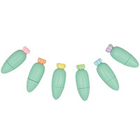 Ensemble de 6 stylos surligneurs miniatures en forme de cactus, mignons, de couleur pastel, fluorescents, fournitures scolaires pour étudiants