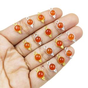 Ensemble de pendentifs pour boucles d'oreilles en cornaline orange avec lunette fantaisie plaquée rhodium pour faire du charme par le fabricant - Product Image 5