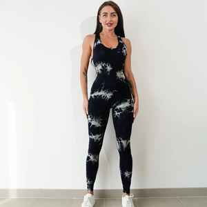 Mameluco de entrenamiento con tinte de corbata para mujer, mallas de Yoga de secado rápido, monos deportivos, mono de Yoga de una pieza para gimnasio y Fitness - Product Image 5