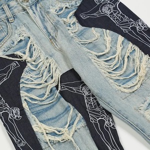 กางเกงยีนส์ของผู้ชาย,กางเกงยีนส์เดนิมขาดๆผ้าคอตตอนทุกชิ้น - Product Image 6