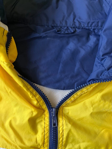 Chaqueta cortavientos con cremallera completa en amarillo y azul, chaqueta de nailon y poliéster impermeable con forro de malla, cazadora, cazadora, Anorak - Product Image 5