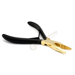 Pince à extensions capillaires de qualité supérieure en acier inoxydable doré avec logo personnalisé et poignée noire – Outil professionnel pour extensions de cheveux - Product Image 5