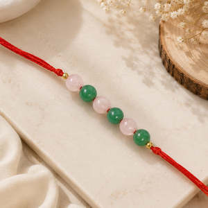 Bracelet en pierres naturelles d'aventurine verte et de quartz rose pour hommes et femmes – Amour et croissance - Product Image 1