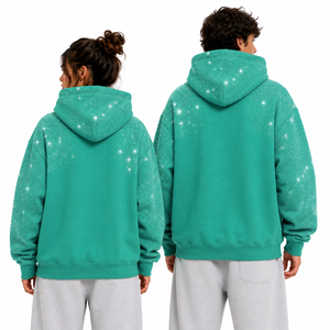 เสื้อฮู้ดปักคริสตัล ยูนิเซ็กซ์ ผ้าฝ้าย 100% ทรงหลวม สวมใส่สบาย แต่งดีเทลวิบวับ ลำลอง เป็นมิตรกับสิ่งแวดล้อม เหมาะสำหรับวันพักผ่อน ขายส่ง - Product Image 2