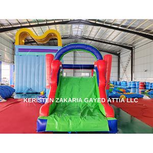 Parque Acuático Inflable de PVC Azul Resistente con Tobogán y Palmera para Entretenimiento Familiar - Product Image 4