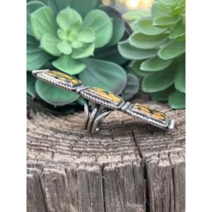 Myron Etsitty Fine <b>Boho</b> Style Tibetan Turquoise & Sterling <b>Silver</b> Statement <b>Ring</b> Bezel Set Size 6.75 Everyday Wear - Product Image 6