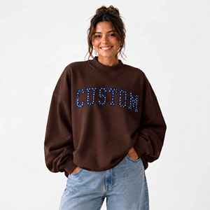 Sweat-shirt réversible à col montant pour femme, en molleton 100% coton, coupe oversize, style universitaire, personnalisable avec logo OEM, haute qualité, uni et vierge - Product Image 1
