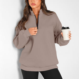 Custom Half <b>Zip</b> Hoodies & Sweatshirts For <b>Women</b> High Quality Fleece Oversized Sport <b>Quarter</b> Zipper Pullover Sweater For <b>Women</b> - Product Image 5