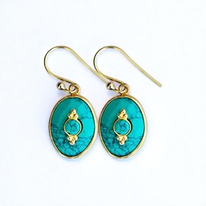 925 Sterling Silver Turquoise Gemstone Earrings Oval Design Gemstone Set for Women <b>Wedding</b> Party Jewelry - Product Image 1