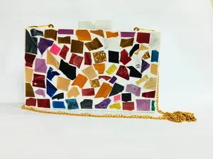 Pochette de soirée en résine acrylique délicate faite à la main chaîne en métal détachable sac à bandoulière sac à main ethnique fête porter tasse Art nautique - Product Image 4