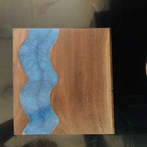 Unique resin chopping <b>board</b> crafted with golden resin tone and strong hardwood base suitable for gourmet kitchen experience - Product Image 6