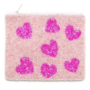 Monedero artesanal bordado con cuentas de semillas y cremallera, ligero y de forma cuadrada - Product Image 4