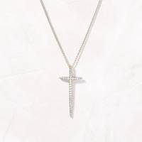 Kanta Gems Jewels - Collar con Colgante de Cruz Minimalista en Plata de Ley 925 con Baño de Rodio y Circonitas, para Mujer, Estilo Cristiano, Navidad