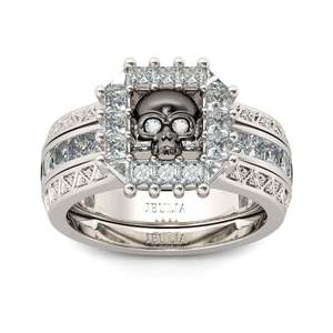 Jeulia Interchangeable Halo Black <b>Skull</b> Sterling Silver <b>Ring</b> - Product Image 2