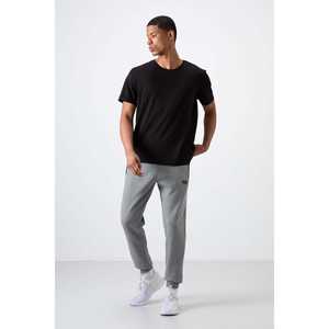 Pantalones deportivos casuales para hombre Cesar, gris melange, con bolsillos y forro polar, cintura elástica-84929 - Product Image 5