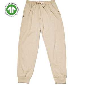 Mens Organic Living Color Jogger Pants anti-wrinkle, <b>Man</b> trouser, Plain dyed- Tan-Green, 5.4 oz Jersey, Breathable <b>Stretch</b> - Product Image 1