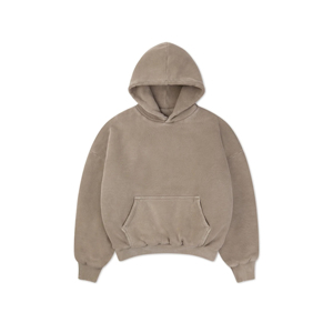 Sweat à capuche pour homme, 400 GSM, 100% coton, coupe ample, épaules tombantes, molleton épais, poche brodée, hiver - Product Image 1